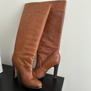 Michael Kors, knee-high camel brown leather boots